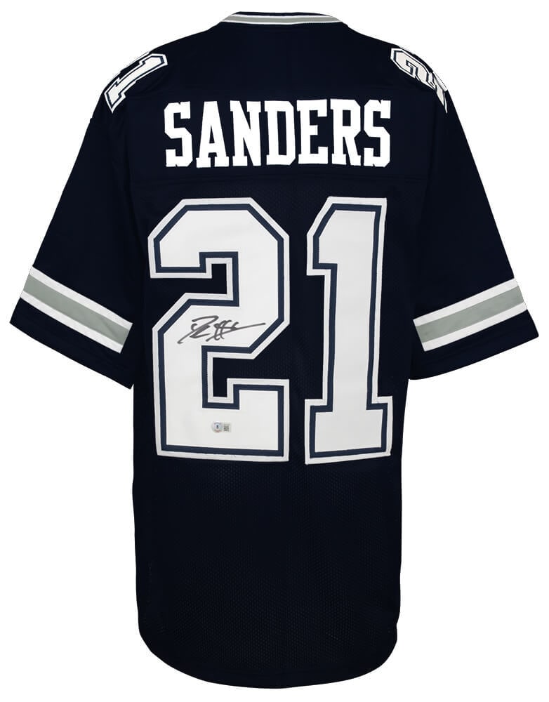 Deion Sanders Signed Dallas Cowboys Navy Throwback Jersey Beckett COA (1 of 3)