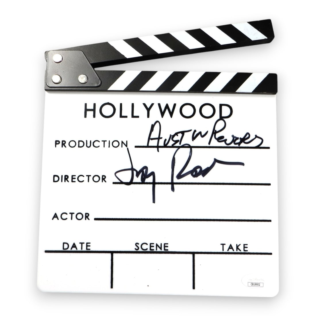 Jay Roach Signed Austin Powers Movie Clapper JSA Authenticated: Jay Roach Signed Austin Powers Movie Clapper JSA Authenticated This authentic movie clapper has been signed by acclaimed director Jay Roach, known for his work on the 'Austin Powers' series. The signa