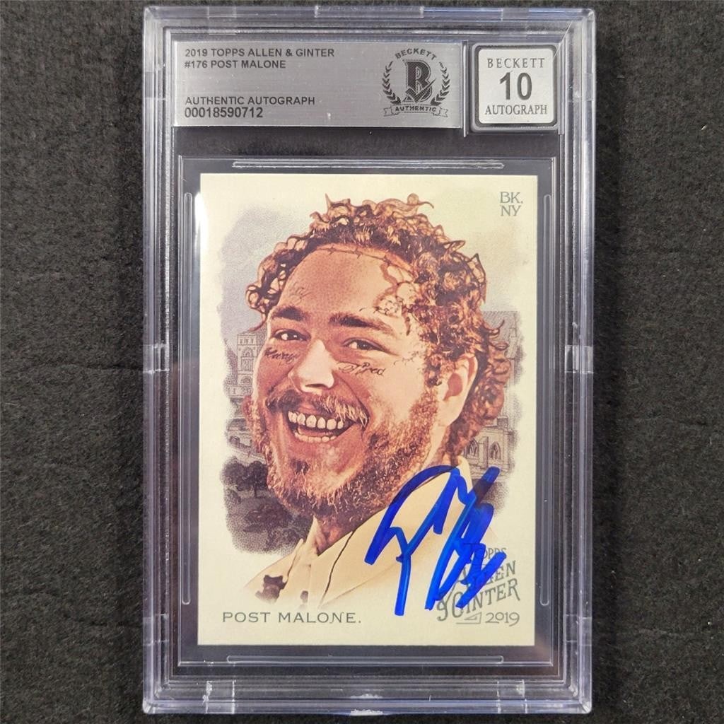 2019 Topps Allen & Ginter Post Malone Autographed Card BAS 10 (1 of 2)