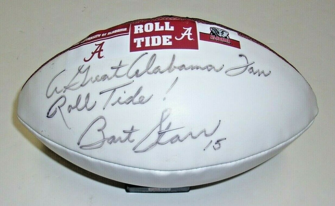 Bart Starr Signed Football JSA COA Alabama Roll Tide Packers (1 of 2)