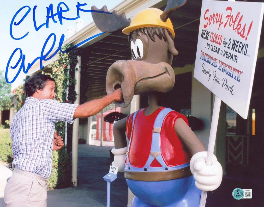 Chevy Chase Signed 11x14 Photo Clark National Lampoon's Vacation BAS Authenticated: Chevy Chase Signed 11x14 Photo Clark National Lampoon's Vacation BAS Authenticated This 11x14 photograph features Chevy Chase's iconic character "Clark" from National Lampoon's Vacation, personally si