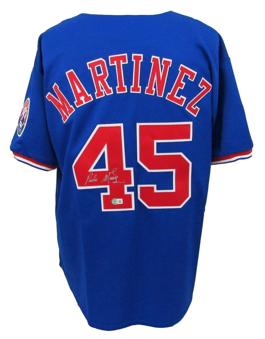 Pedro Martinez Autographed Blue Majestic BP Jersey Expos HOF BAS Beckett (1 of 7)