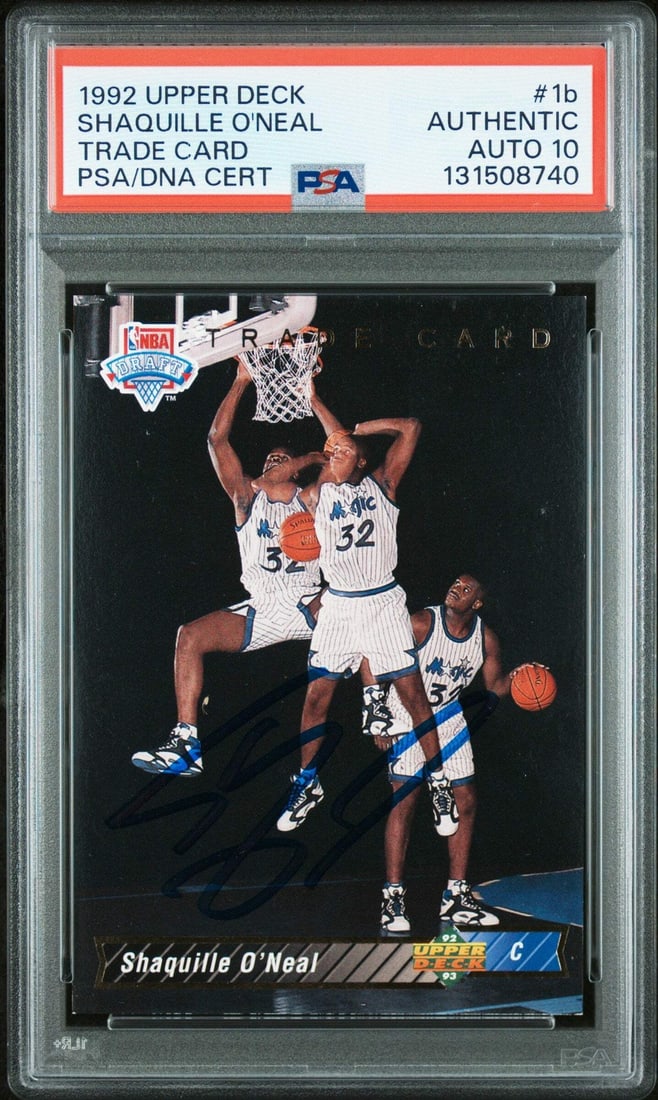 Shaquille O'Neal 1992-93 Upper Deck Rookie #1b PSA 10 with Autograph Grade (1 of 2)