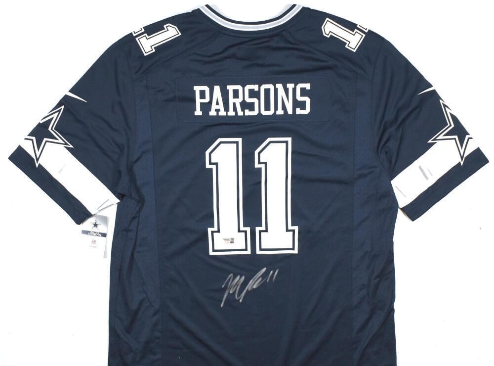 Micah Parsons Signed Dallas Cowboys Nike Jersey Fanatics Authentic: Micah Parsons Signed Dallas Cowboys Nike Jersey Fanatics Authentic Celebrate your fandom with this original Dallas Cowboys Nike blue game jersey, autographed by star player Micah Parsons. This pre-own
