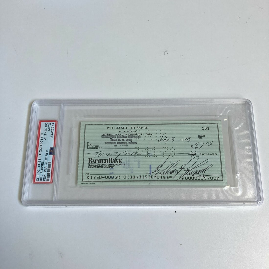 Bill Russell Signed Bank Check PSA Authenticated Boston Celtics HOF (1 of 3)