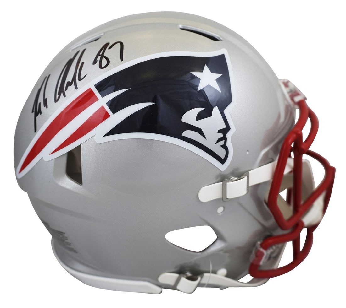 Rob Gronkowski Signed New England Patriots Full Size Helmet BAS Witnessed (1 of 3)