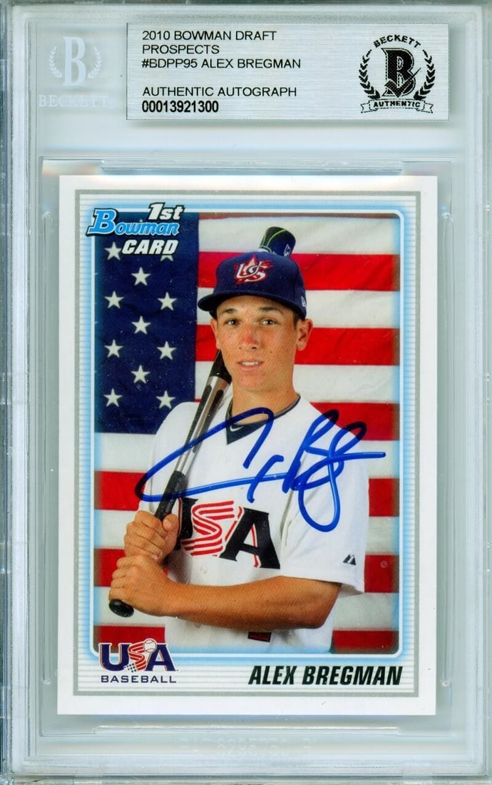 2010 Bowman Draft Prospects Alex Bregman RC Autographed BGS 10 Astros (1 of 5)