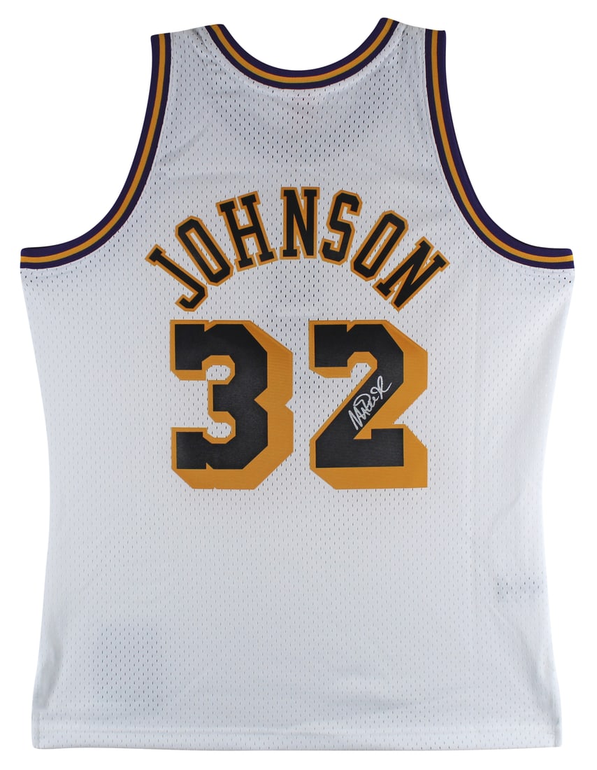 Magic Johnson Signed Lakers White M&N 1984-85 Jersey BAS Authenticated (1 of 5)