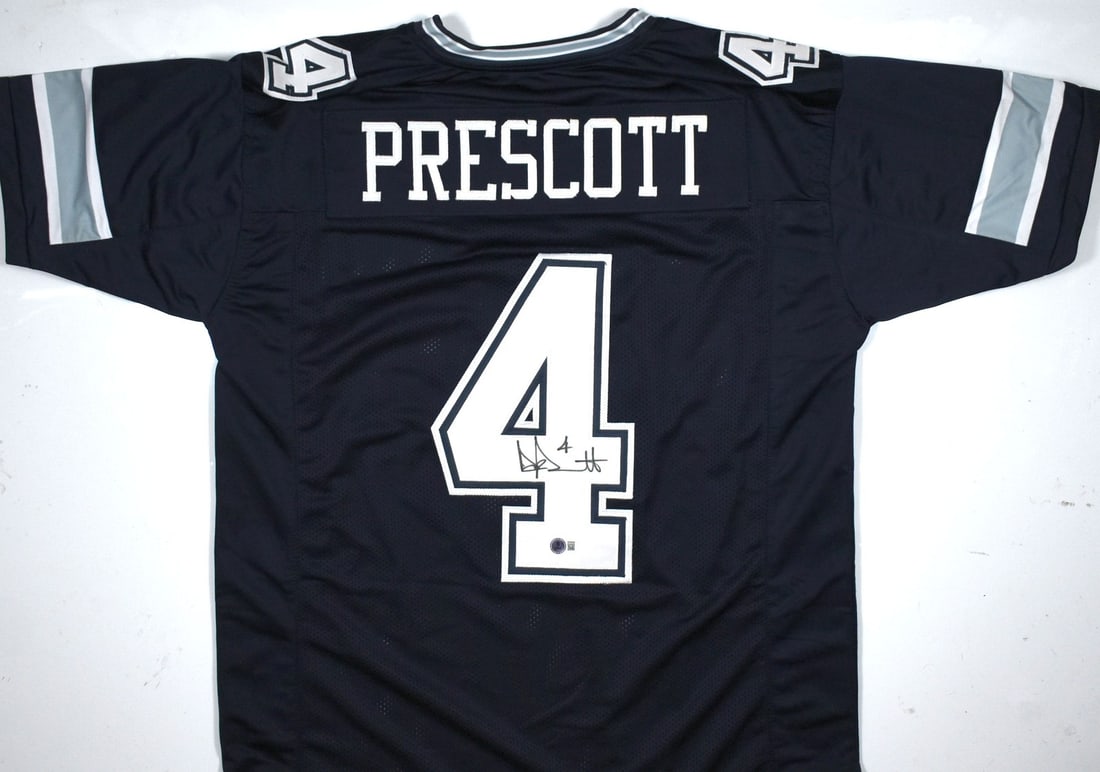 Dak Prescott Signed Dallas Cowboys Blue Jersey Beckett Authenticated (1 of 3)