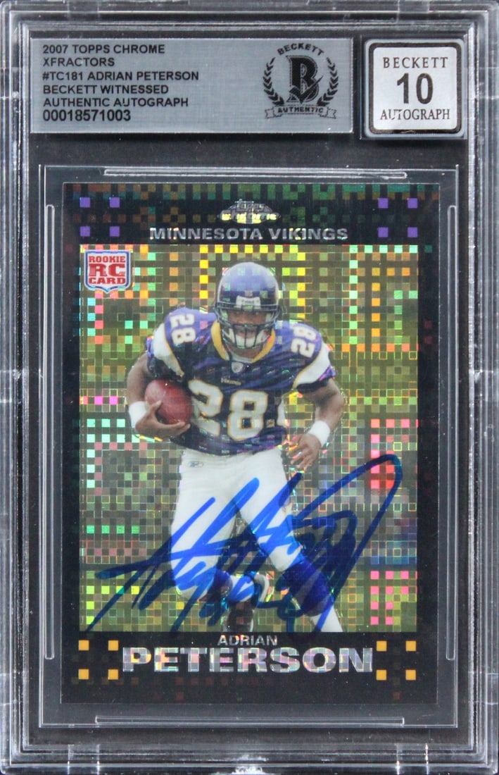 Adrian Peterson Signed 2007 Topps Xfractors RC Card Gem Mint 10 Beckett Authenticated (1 of 2)