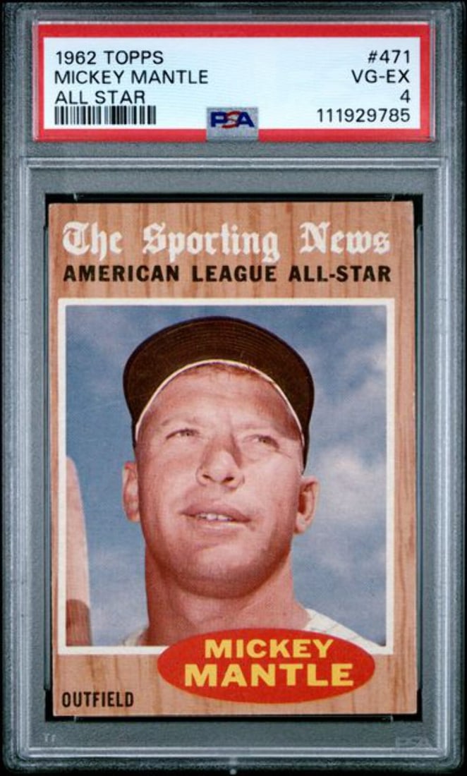 1962 Topps Mickey Mantle All Star Card PSA Graded 4 VG-EX #471 (1 of 2)