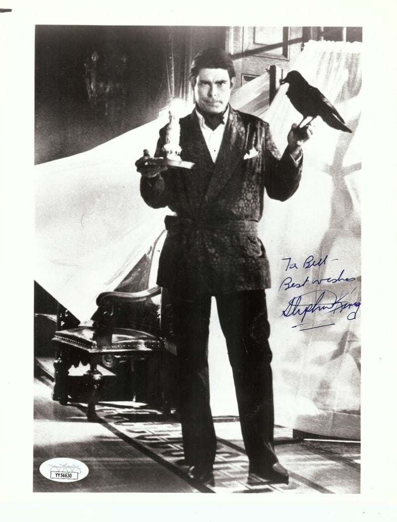 Stephen King Signed 8X10 B/W Photo AMEX Commercial Raven Candle JSA Authenticated (1 of 2)