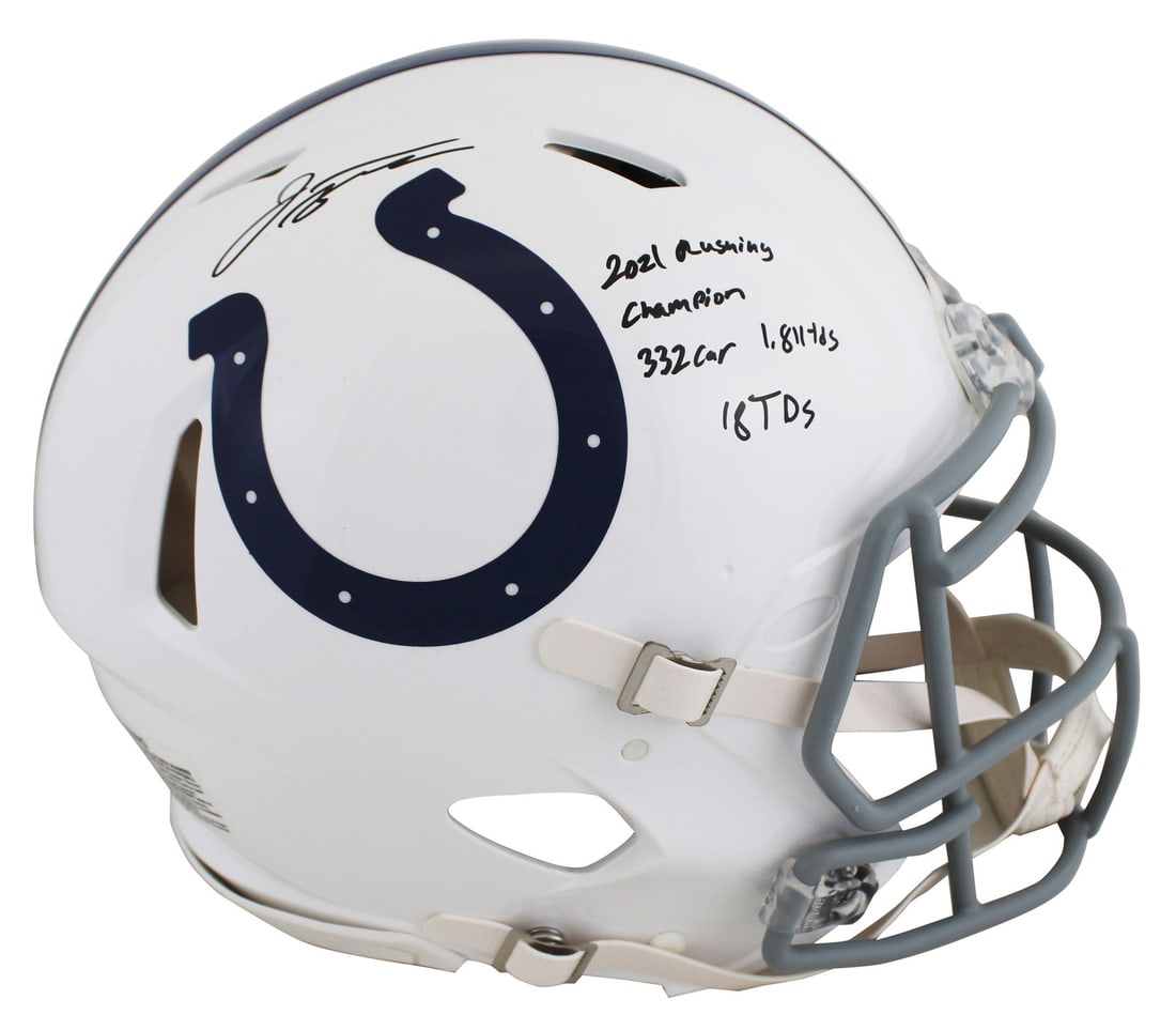 Jonathan Taylor Signed Colts Helmet LE #1/28 with 2021 Stats FAN Authenticated (1 of 3)