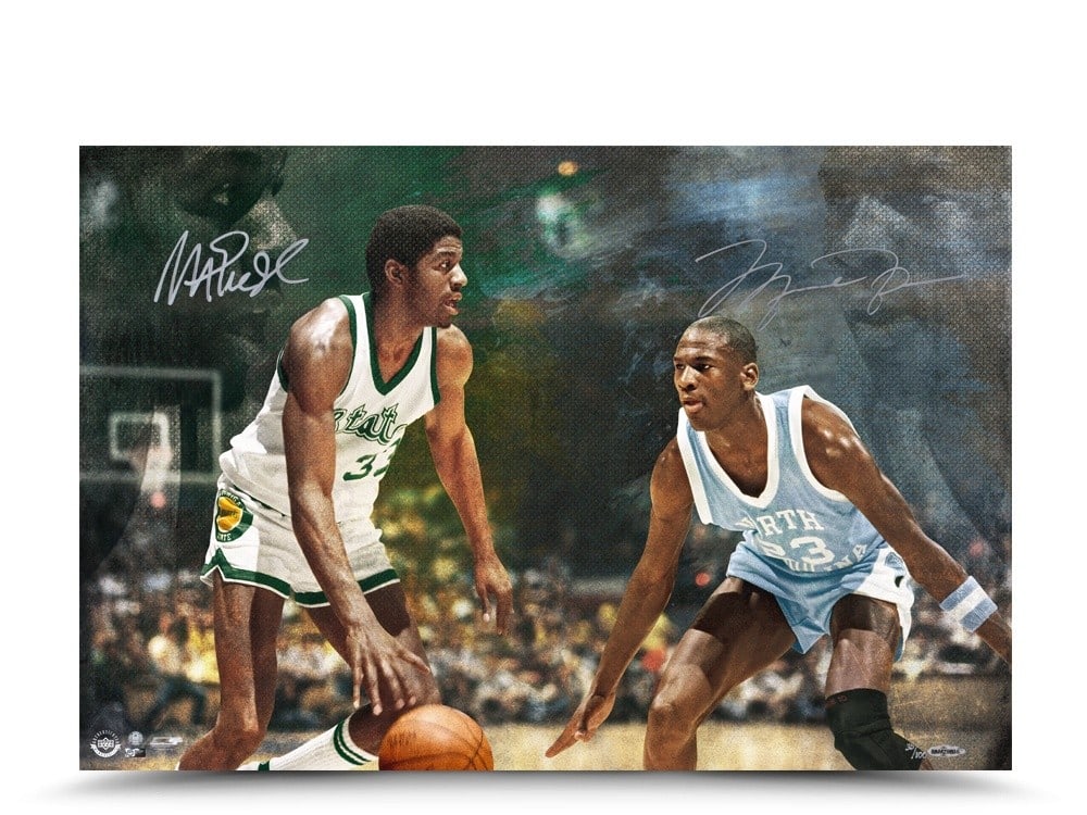 Michael Jordan Magic Johnson Autographed Lithograph Photo Limited Edition #/100 (1 of 2)