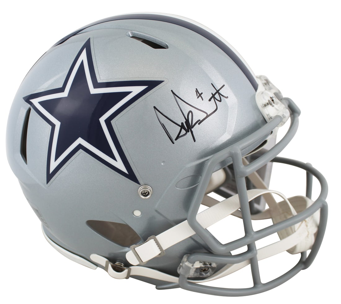 Dak Prescott Signed Full Size Silver Speed Helmet JSA Witness (1 of 3)
