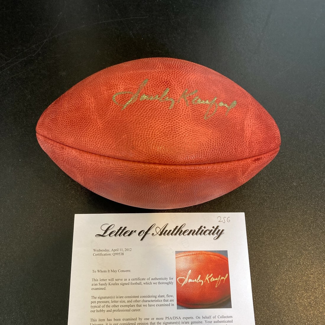 Rare Sandy Koufax Signed NFL Game Football PSA DNA COA: Rare Sandy Koufax Signed NFL Game Football PSA DNA COA This rare NFL Wilson game football features the iconic signature of Sandy Koufax, a legendary pitcher for the Los Angeles Dodgers. It comes with