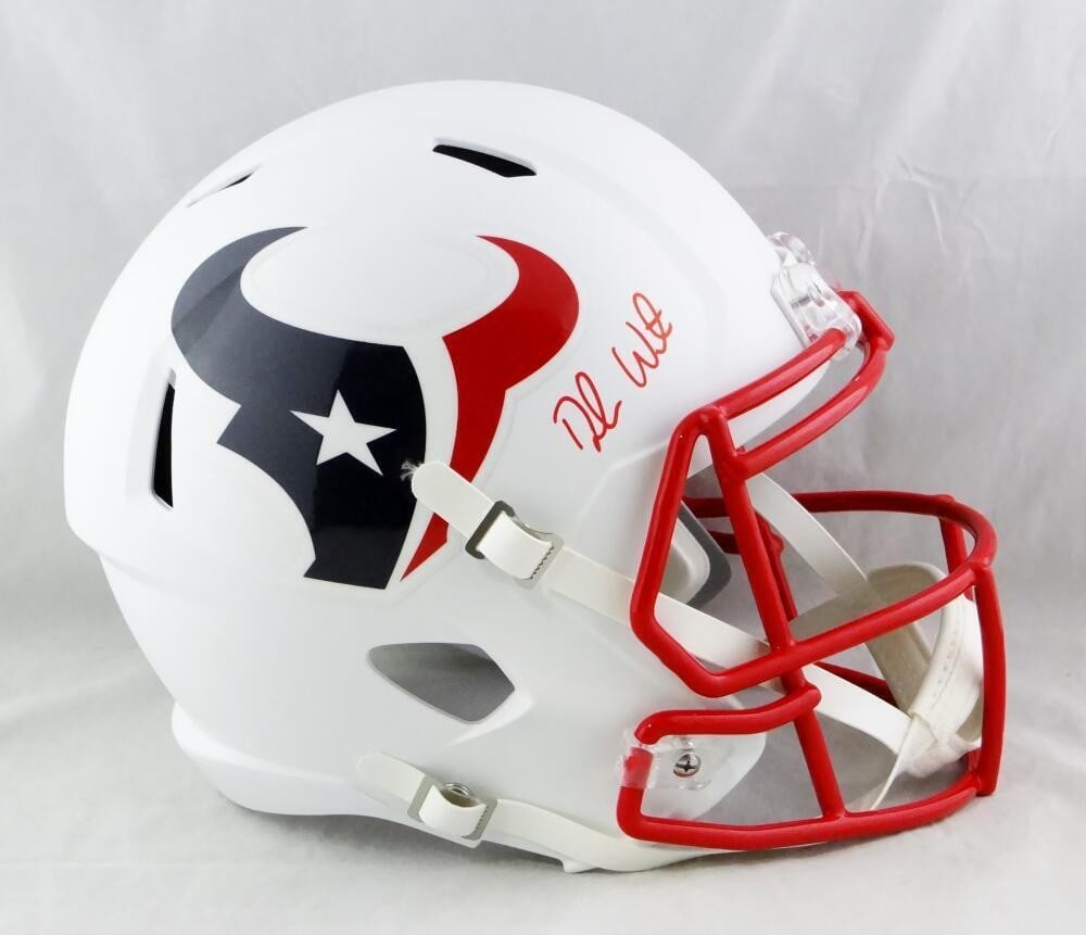 Deshaun Watson Signed Houston Texans Full Size Helmet JSA Authenticated: Deshaun Watson Signed Houston Texans Full Size Helmet JSA Authenticated This is a full-size flat white speed helmet autographed by Deshaun Watson, the talented quarterback of the Houston Texans. The h