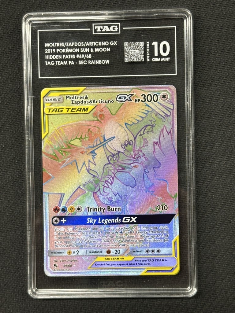 Moltres Zapdos Articuno GX Hidden Fates Tag Team Rainbow Graded 10 (1 of 2)