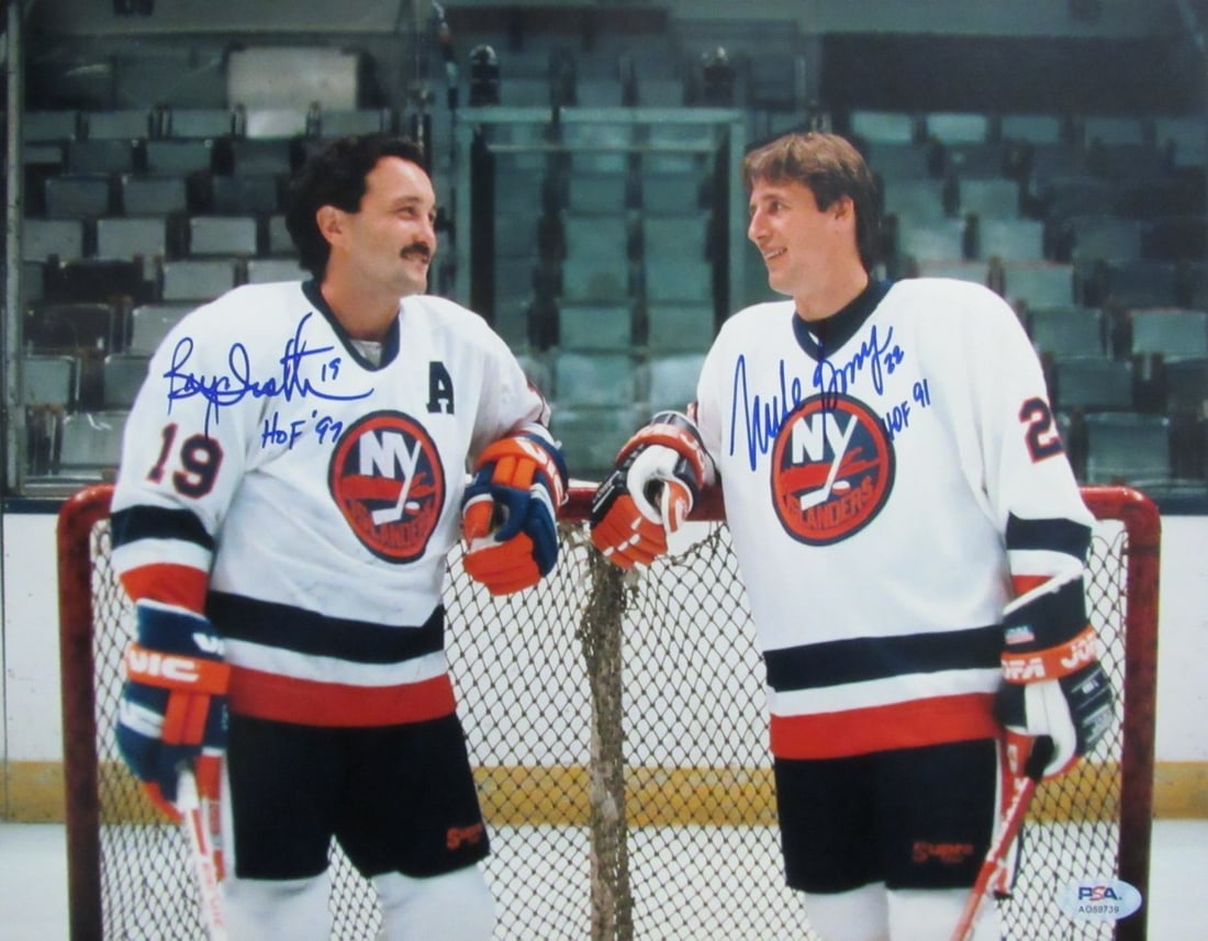 Mike Bossy Bryan Trottier Dual-Signed 11x14 Photo Islanders PSA/DNA (1 of 3)