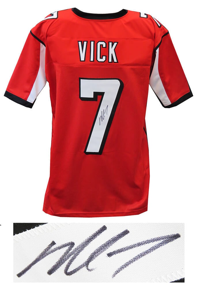 Michael Vick Signed Red Throwback Falcons Jersey with COA (1 of 2)