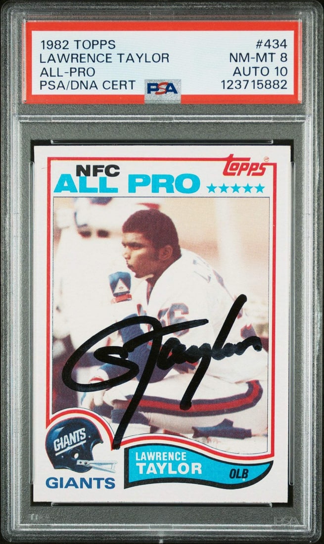 Lawrence Taylor 1982 Topps Rookie Card PSA 8 With PSA 10 Auto (1 of 2)