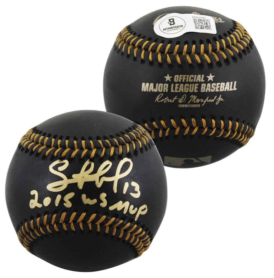 Salvador Perez Signed Black Oml Baseball 2015 WS MVP Beckett Authenticated: Salvador Perez Signed Black Oml Baseball 2015 WS MVP Beckett Authenticated This autographed black Oml baseball is a remarkable collectible featuring the inscription '2015 WS MVP' personally signed by