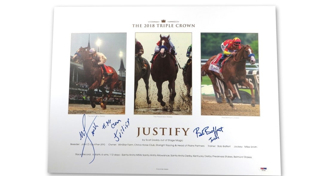 Mike Smith Bob Baffert Autographed Justify 20X24 Poster PSA Certified (1 of 3)
