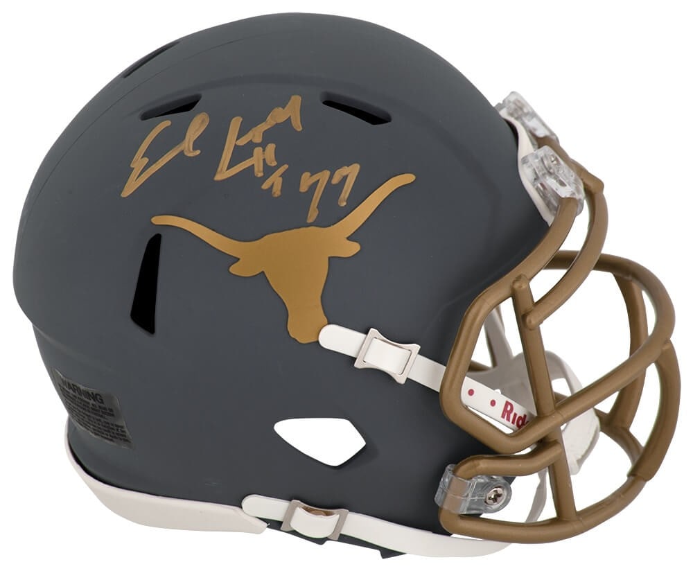 Earl Campbell Signed Texas Longhorns Mini Helmet with HT'77 Inscription: Earl Campbell Signed Texas Longhorns Mini Helmet with HT'77 Inscription This is a signed Texas Longhorns Riddell Speed mini helmet featuring the autograph of Earl Campbell, a legendary NFL player know