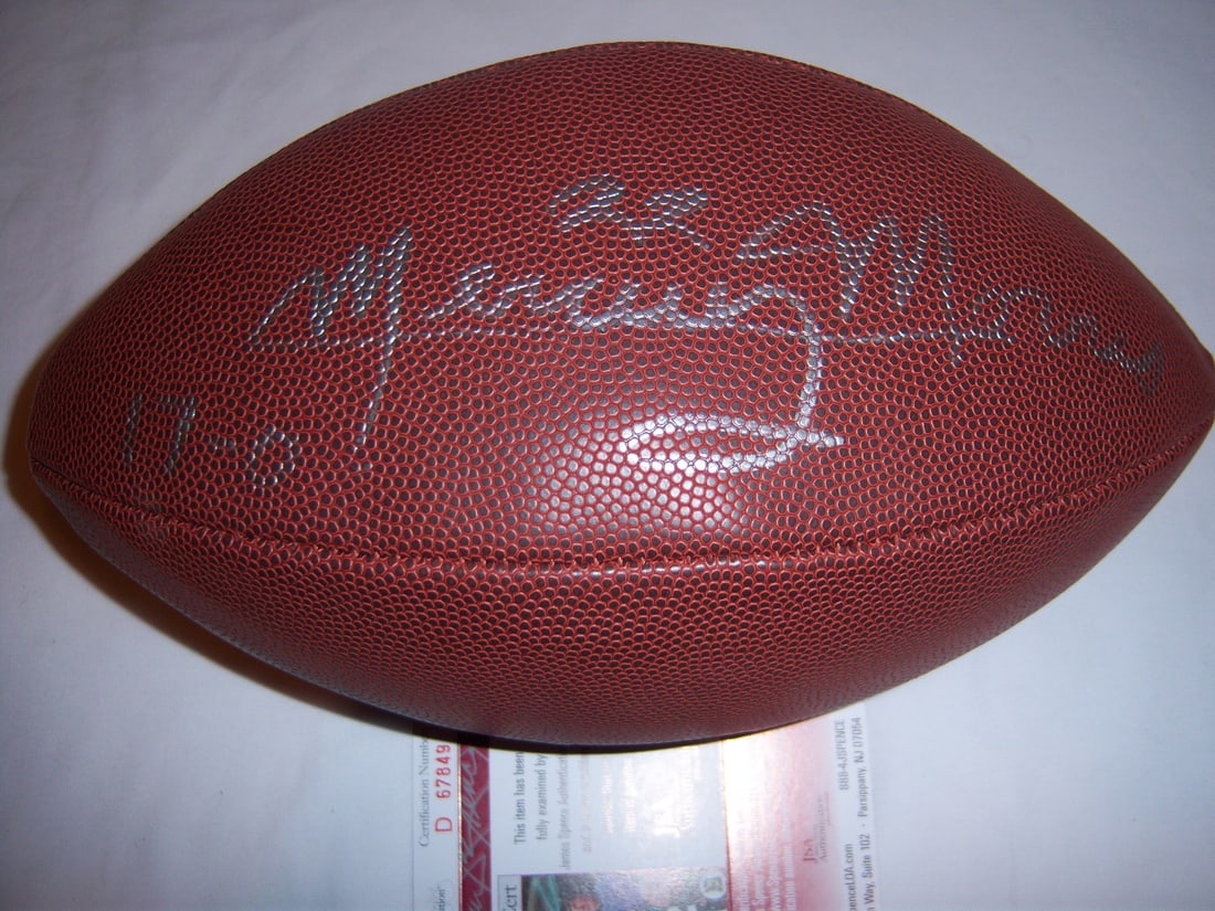 Mercury Morris Signed Dolphins 17-0 Football with JSA COA: Mercury Morris Signed Dolphins 17-0 Football with JSA COA This is an original signed football commemorating the remarkable 17-0 season of Mercury Morris with the Miami Dolphins. The ball features the