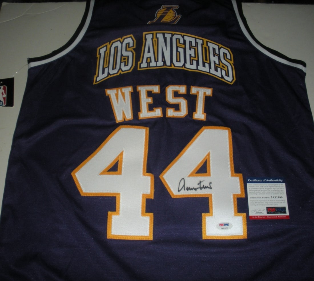 Jerry West Signed Los Angeles Lakers NBA Jersey with PSA/DNA COA (1 of 2)