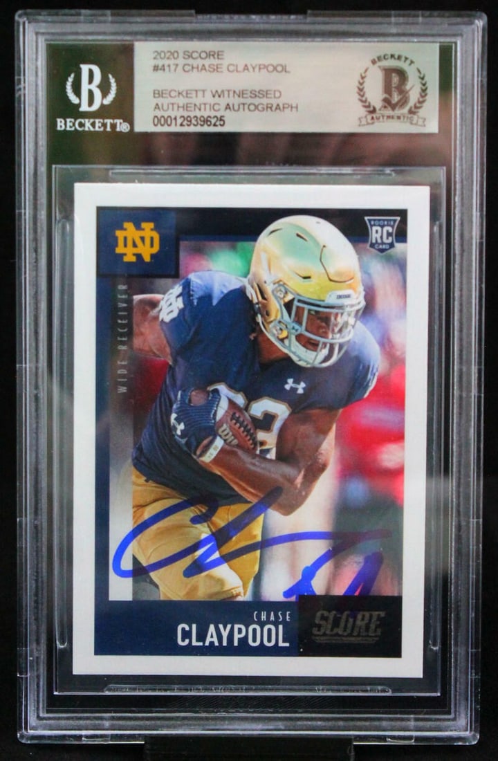 2020 Panini Score Chase Claypool Autographed Card BGS 10 Notre Dame (1 of 2)