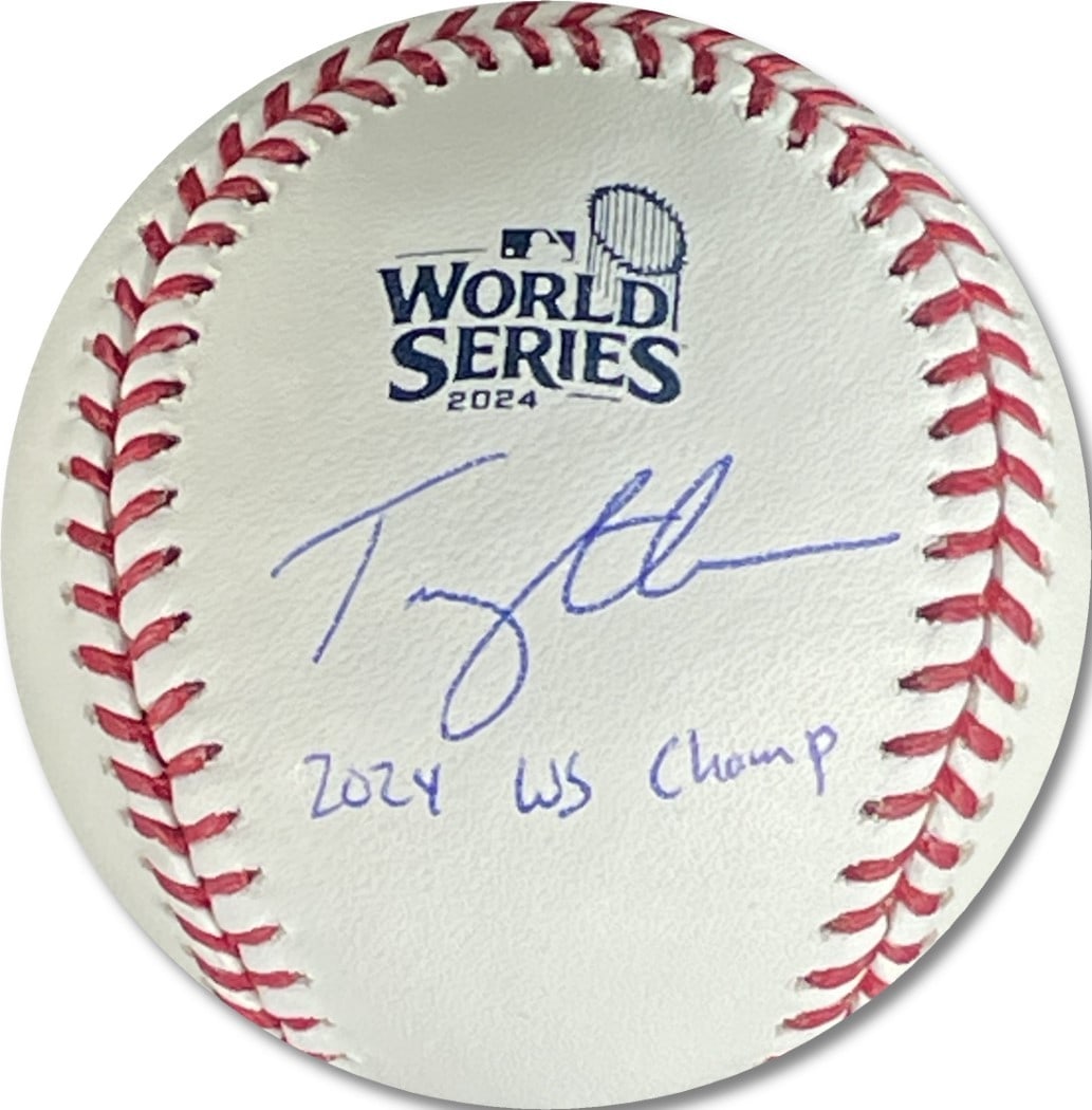 Tommy Edman Autographed Baseball 2024 WS Champ Dodgers Tristar Authenticated: Tommy Edman Autographed Baseball 2024 WS Champ Dodgers Tristar Authenticated This is an original autographed baseball by Tommy Edman, featuring the inscription '2024 WS Champ Dodgers.' The ball is aut