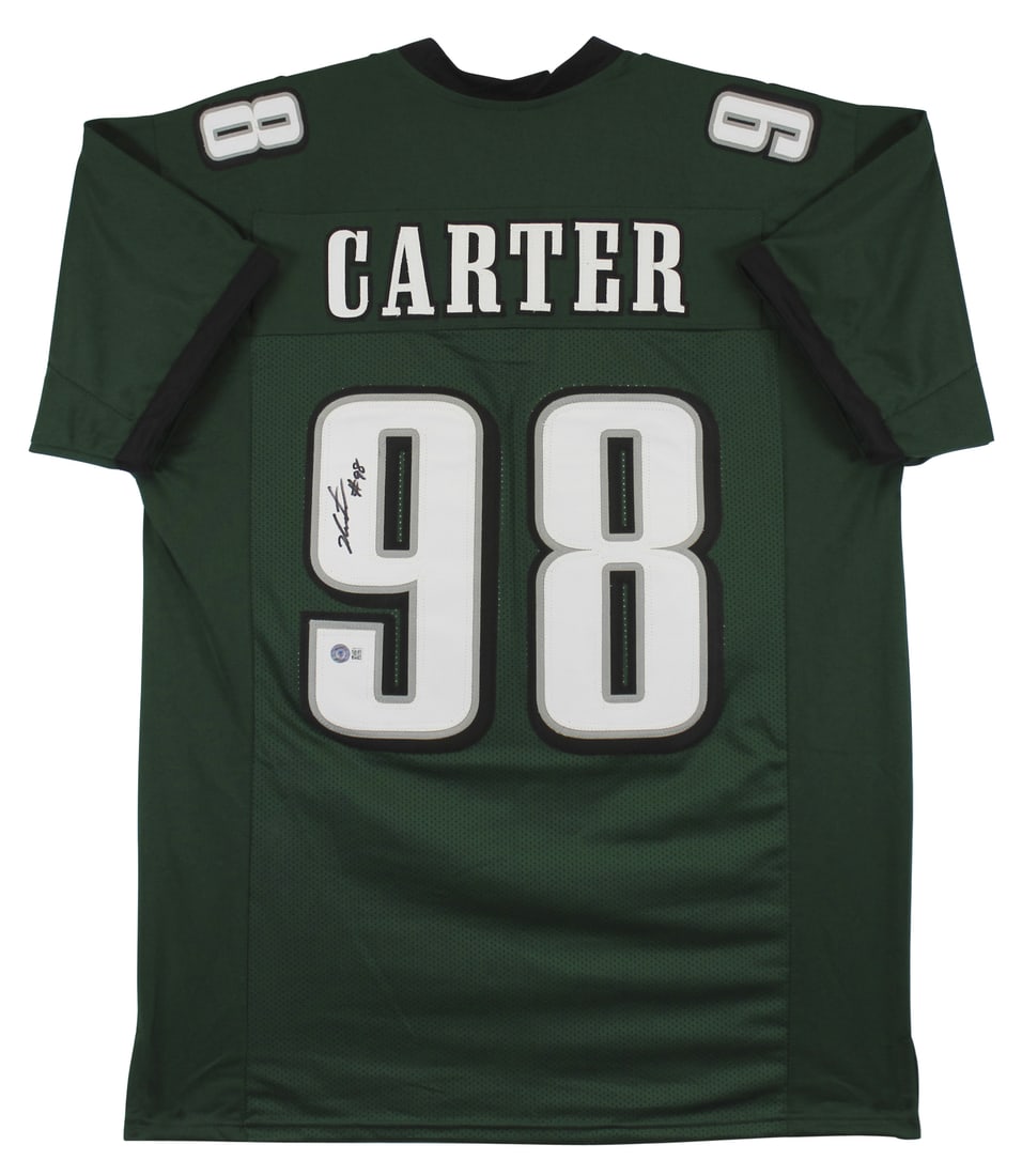 Jalen Carter Signed Philadelphia Eagles Green Jersey BAS Witness (1 of 3)