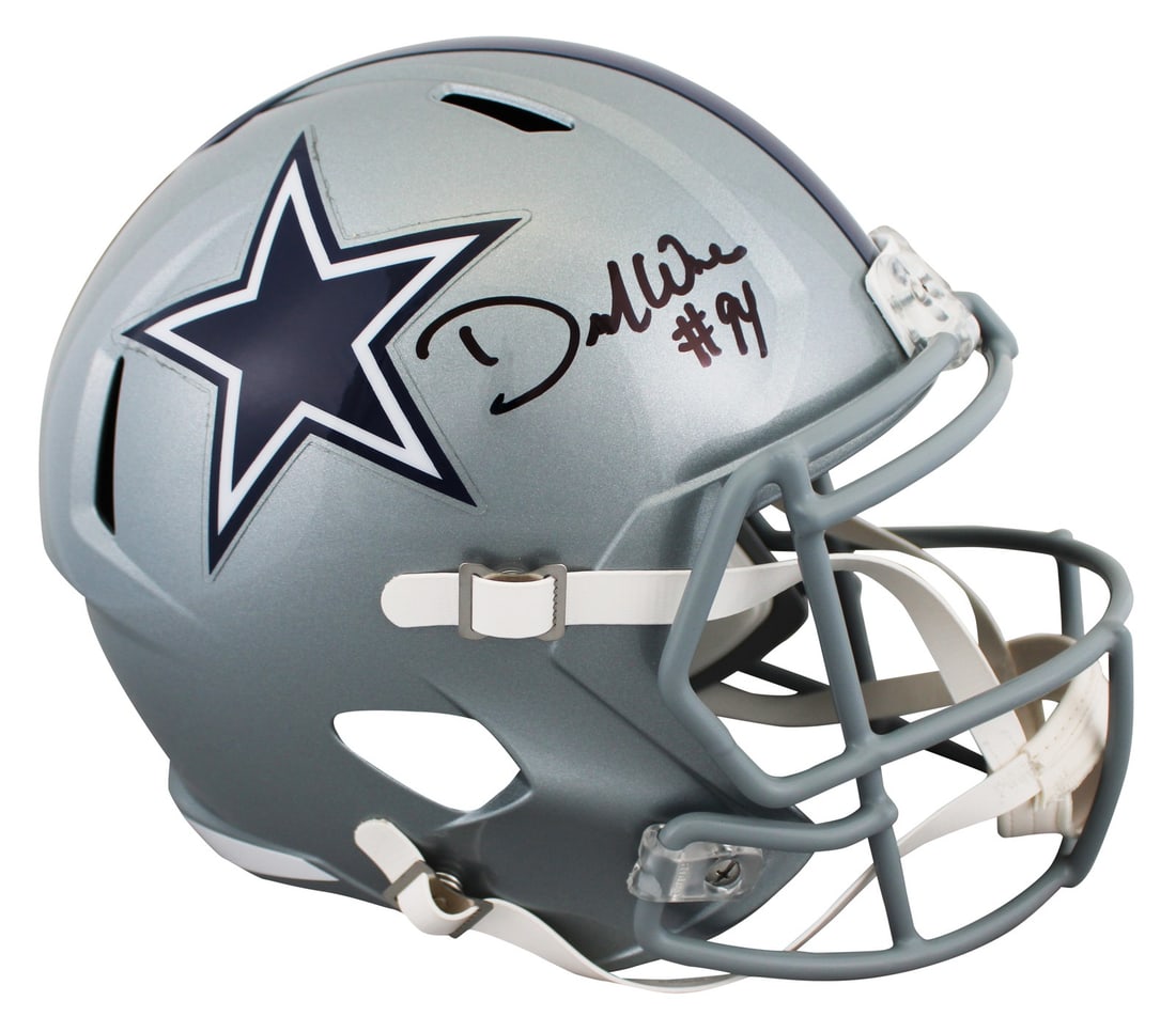 DeMarcus Ware Signed Full Size Cowboys Helmet BAS Authenticated: DeMarcus Ware Signed Full Size Cowboys Helmet BAS Authenticated This authentic signed full-size speed replica helmet showcases the signature of DeMarcus Ware, former star linebacker for the Dallas Cow