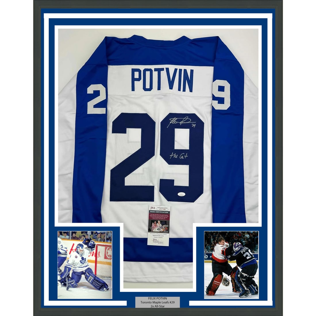 Framed Autographed Felix Potvin Jersey 35x39 Toronto Maple Leafs JSA COA (1 of 2)