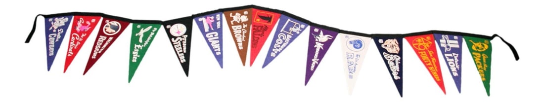 Rare Vintage 1960s NFL Pittsburgh Steelers Pennant String 80" x 12" (1 of 5)