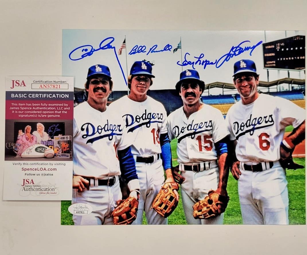 Los Angeles Dodgers Signed 8x10 Photo with Garvey Russell Lopes Cey JSA Certified (1 of 4)