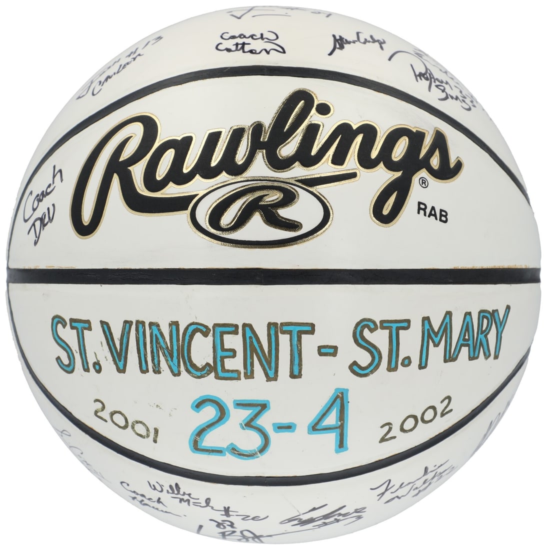 LeBron James Signed St. Vincent-St. Mary Basketball with BAS Authentication: LeBron James Signed St. Vincent-St. Mary Basketball with BAS Authentication This unique collectible features a basketball signed by the St. Vincent-St. Mary High School team, including the legendary L