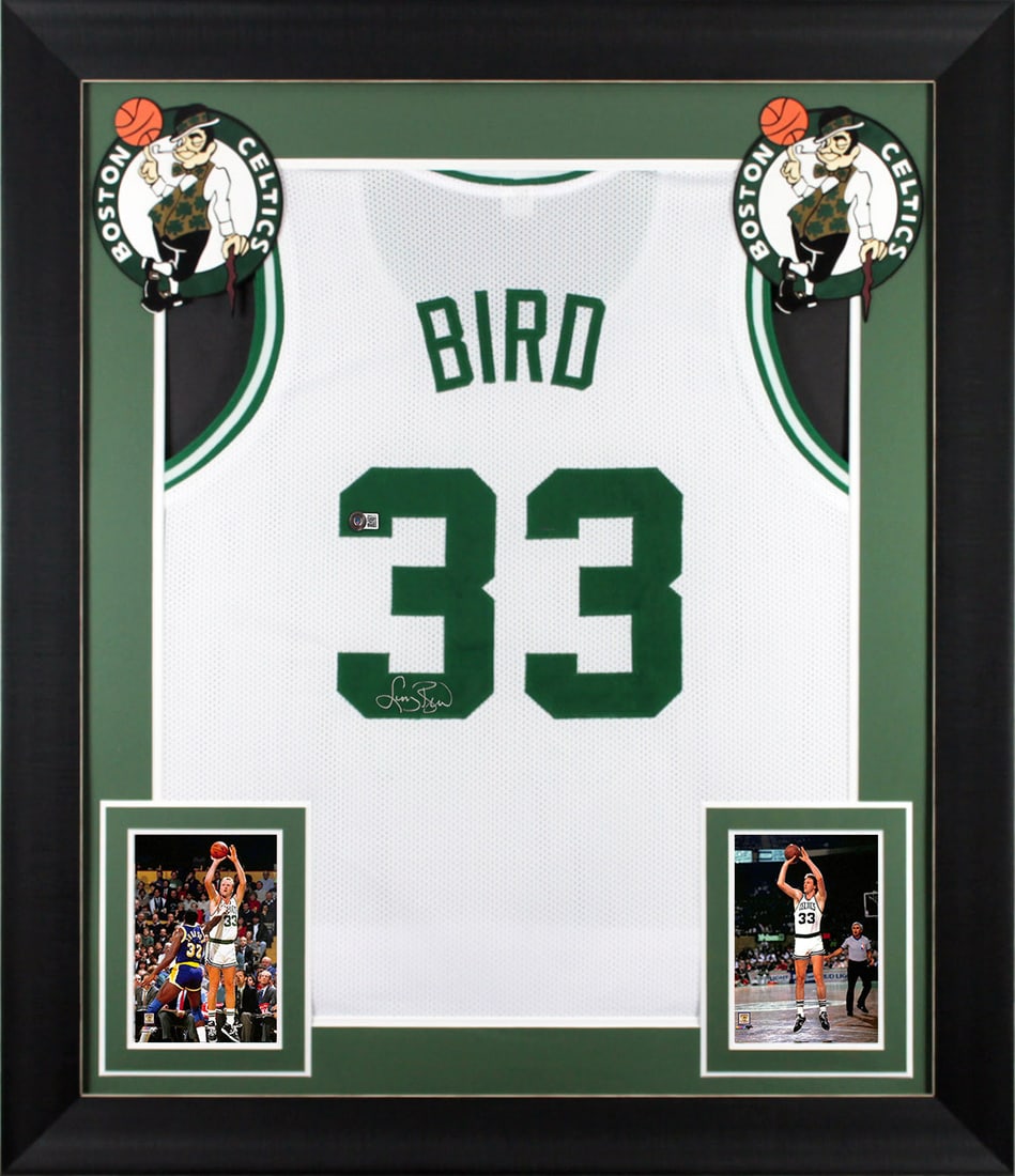 Larry Bird Signed Framed Jersey Boston Celtics BAS Authenticated (1 of 2)