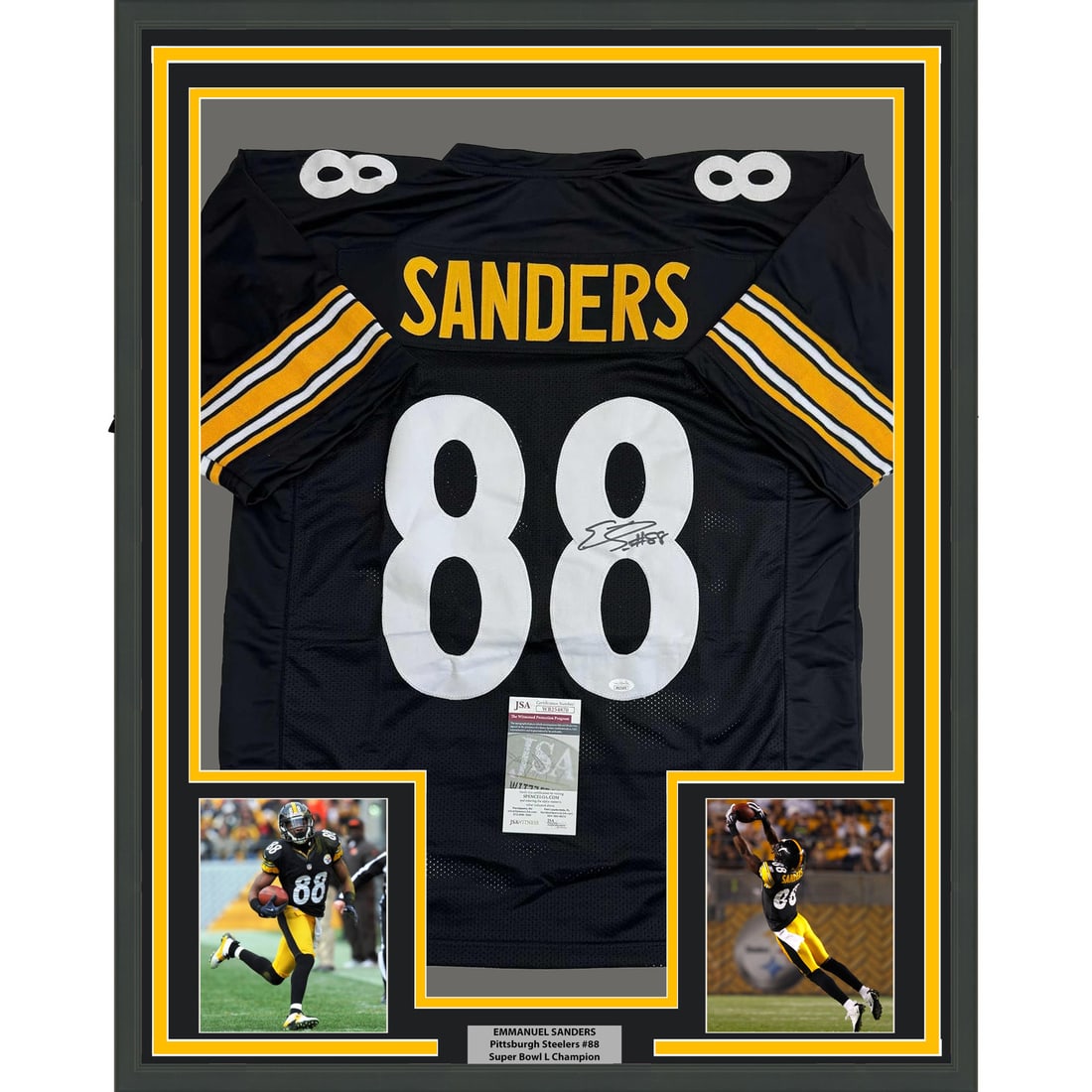 Framed Autographed Emmanuel Sanders Pittsburgh Steelers Jersey JSA COA 35x39 (1 of 2)