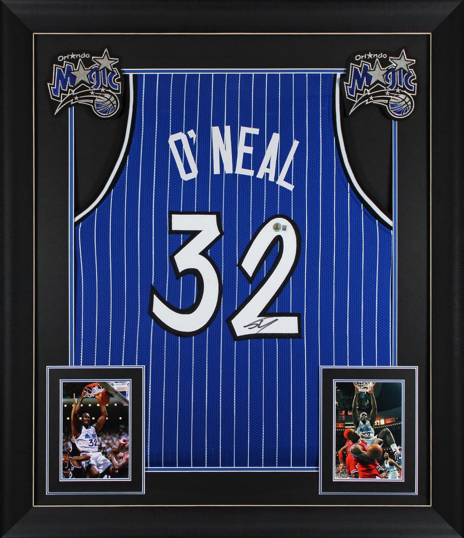 Shaquille O'Neal Signed Blue Pro Style Framed Jersey BAS Witnessed Orlando Magic (1 of 2)