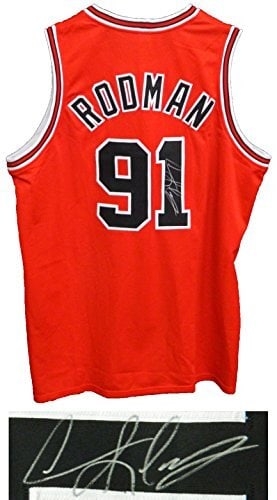 Dennis Rodman Signed Red NBA Throwback Jersey with COA (1 of 2)