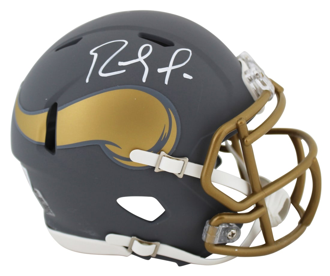 Randy Moss Signed Minnesota Vikings Slate Speed Mini Helmet BAS Authenticated: Randy Moss Signed Minnesota Vikings Slate Speed Mini Helmet BAS Authenticated This authentic mini helmet features the signature of NFL legend Randy Moss, renowned for his time with the Minnesota Vikin