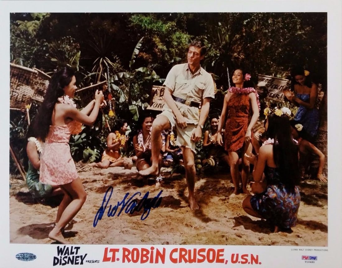 Dick Van Dyke Autographed Lt. Robin Crusoe U.S.N. Lobby Card PSA/DNA (1 of 1)