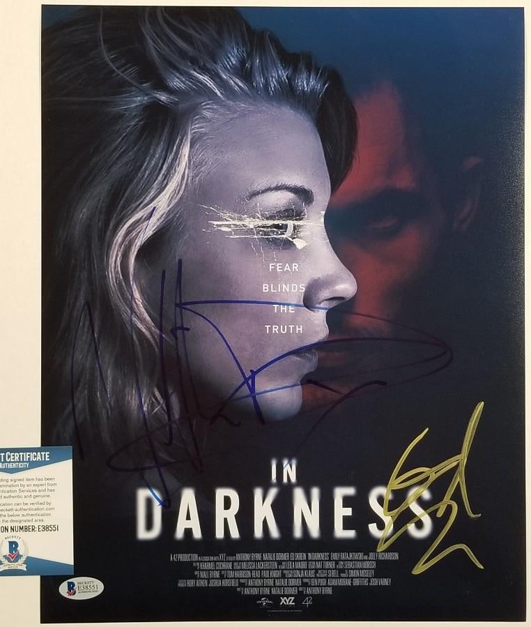 Natalie Dormer Ed Skrein Signed In Darkness 11x14 Photo BAS COA: Natalie Dormer Ed Skrein Signed In Darkness 11x14 Photo BAS COA This stunning 11x14 photograph features the signatures of Natalie Dormer and Ed Skrein, making it a unique collectible for fans. The pho