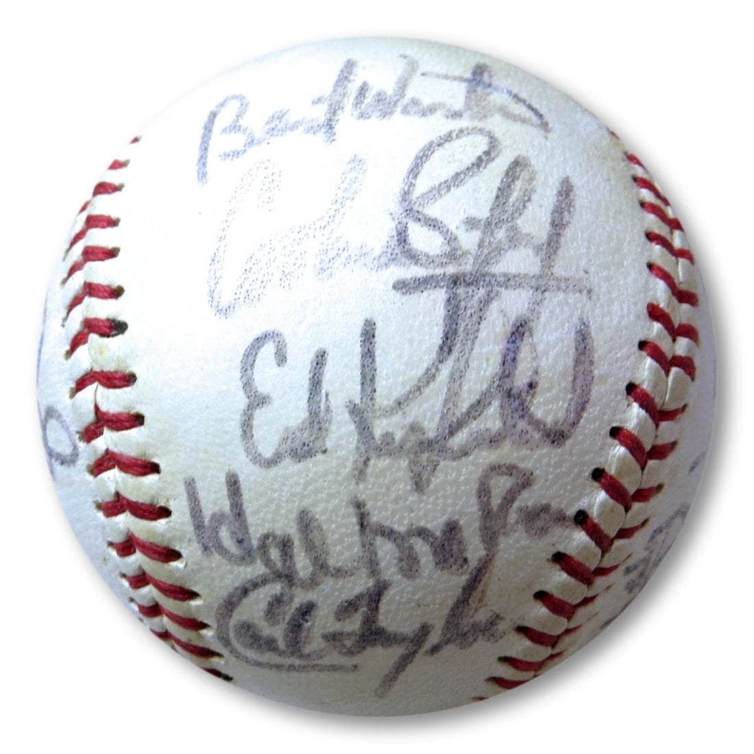 1973 Kansas City Royals Autographed Baseball GAI Lou Piniella Hal McRae Otis: 1973 Kansas City Royals Autographed Baseball GAI Lou Piniella Hal McRae Otis This original 1973 Kansas City Royals autographed baseball features signatures from notable players Lou Piniella, Hal McRae