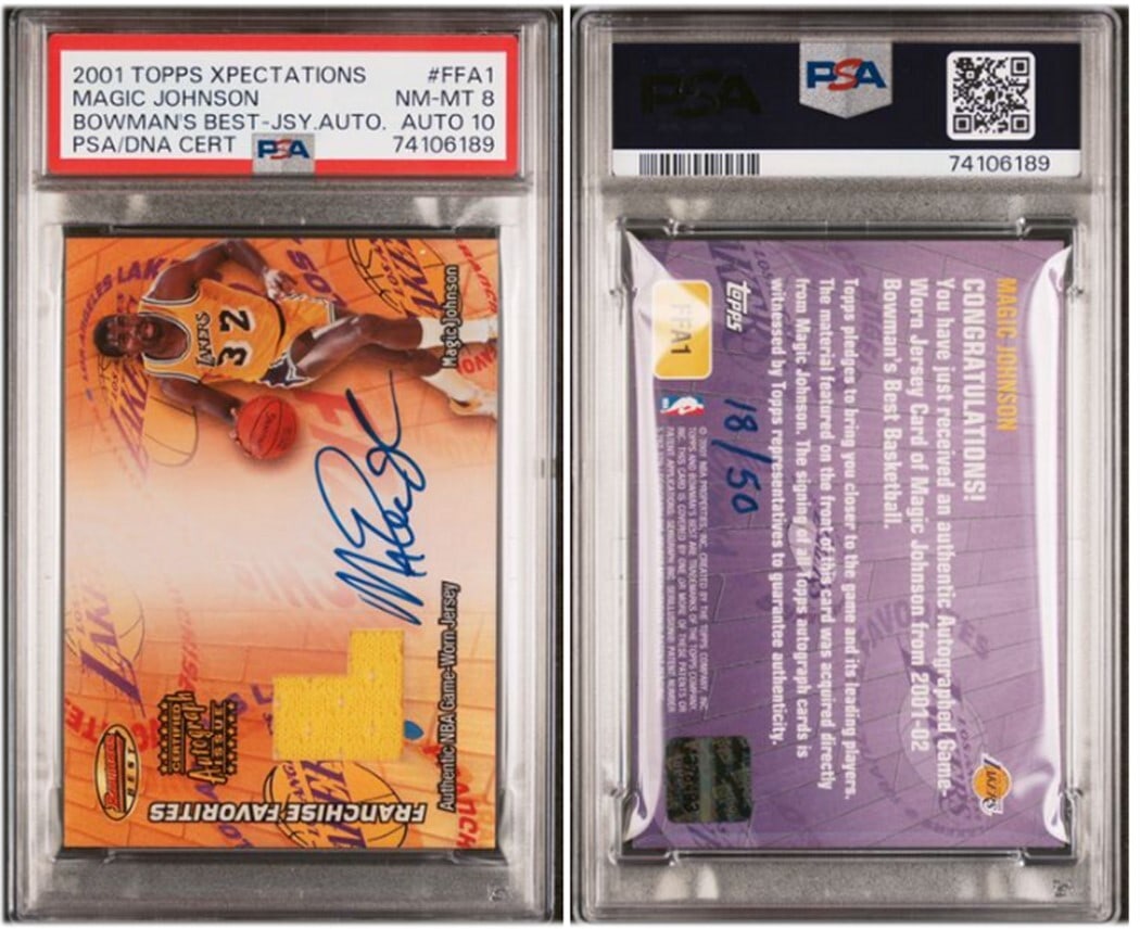 Magic Johnson 2001 Topps Expectations 18/50 PSA 8 Autograph LA Lakers Card (1 of 1)