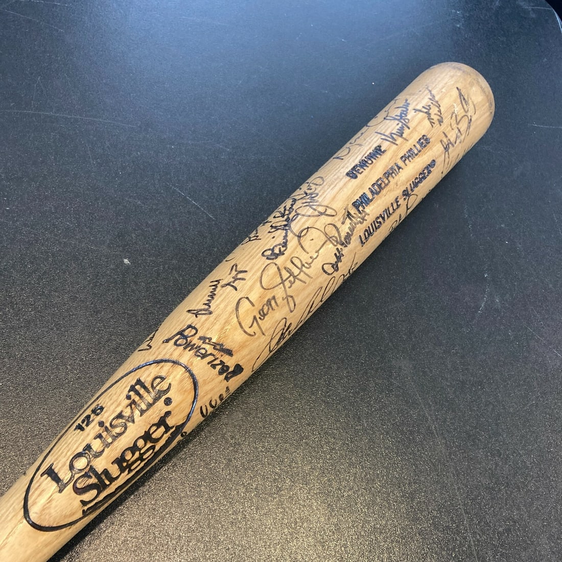 1996 Phillies Team Signed Game Model Bat with Curt Schilling and Coaches (1 of 8)