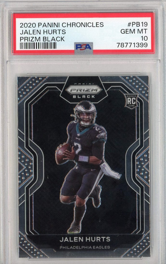 2020 Panini Chronicles Jalen Hurts Black RC Football Card PSA 10 (1 of 2)