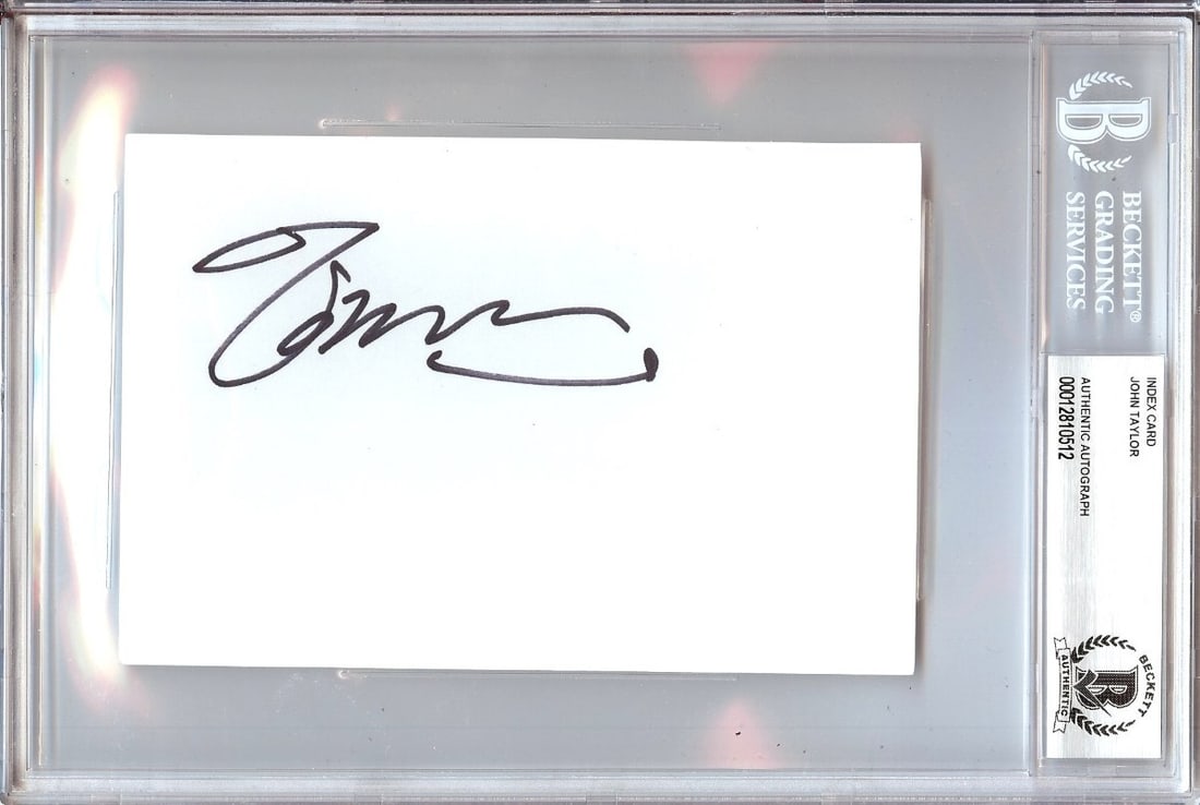John Taylor Duran Duran Signed 4X6 Index Card Beckett Authenticated (1 of 1)